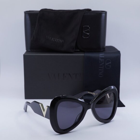 Valentino V-GOLD III VLS-138A Butterfly Sunglasses - Shiny Black/Grey - Picture 4 of 8